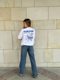 T-SHIRT SLOW DOWN BIAŁY
